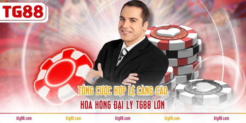 Tổng cược hợp lệ càng cao, hoa hồng đại lý TG88 lớn